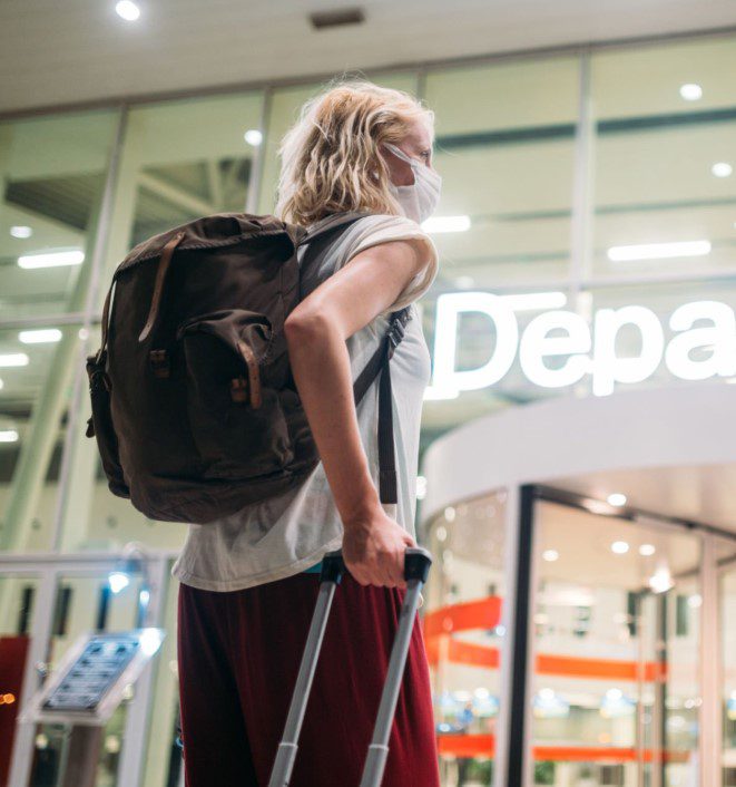 ChatGPT said: A tourist with her luggage, ready for an exciting adventure.